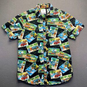 Cactus Man Men Shirt Cotton Tropical Surf Wagon Postcard Print Medium Slim Fit